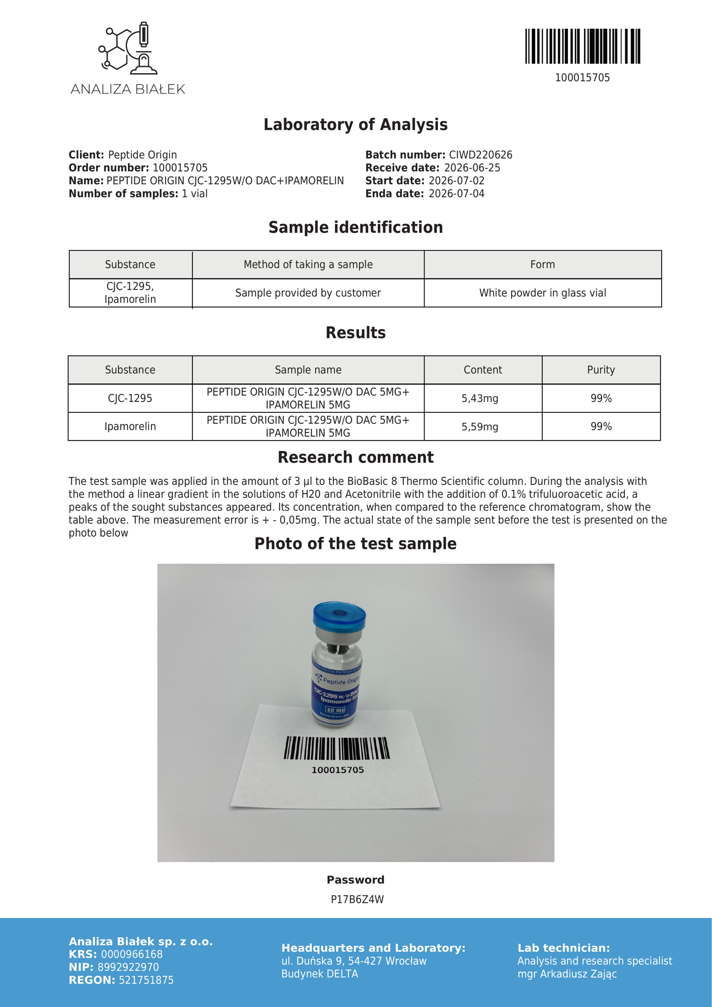 HPLC Purity Report